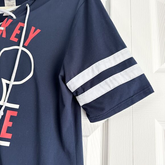 Disney Mickey Mouse Navy Lace-Up Graphic Hoodie Tee Size Juniors L - Picture 3 of 8